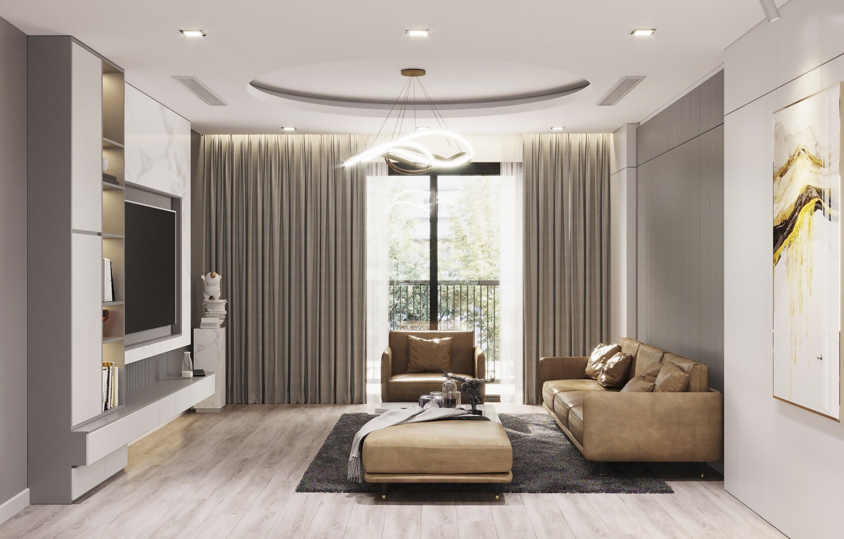 Thiết kế nội thất phòng khách theo kiểu hiện đại