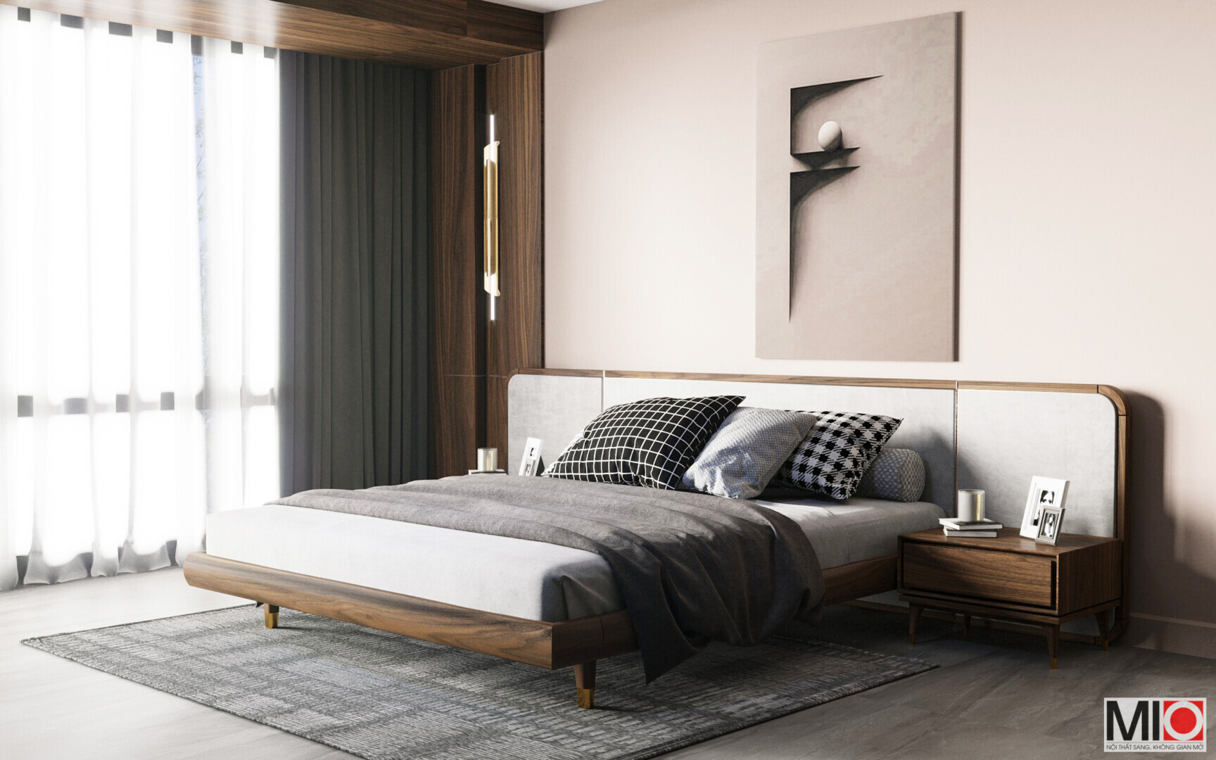 Phong cách thiết kế giường ngủ gỗ tự nhiên tại NỘI THẤT MIO