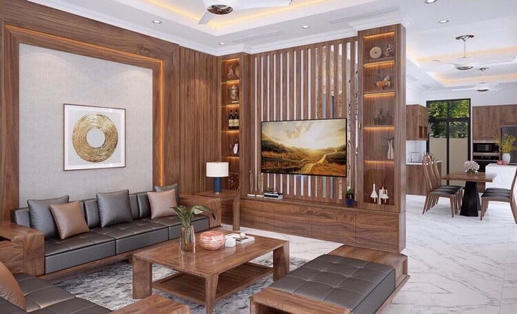 Mẫu thanh lam gỗ trang trí phòng khách đẹp nhất năm 2022 1